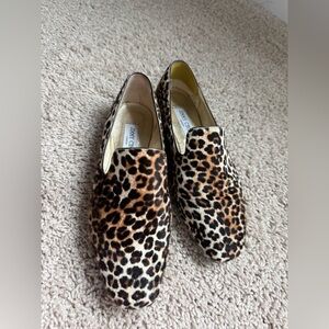 Jimmy Choo leopard print pony hair loafers